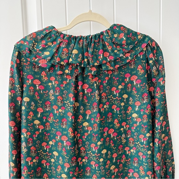 J Crew Collection Mushroom Floral Ruffle Collar Top - Picture 7 of 9